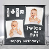 Lofaris Custom Photo Blackboard Simple 2nd Birthday Backdrop